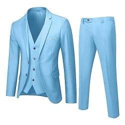 Herren Anzug Set Slim Fit 3 Teilig Anzüge für Hochzeit Business Herrenanzug Sakko Anzughose Weste von Generic