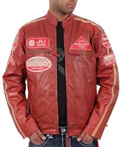 Herren Aviatrix Urban Designer Biker Style Lederjacke Curry Rot, rot, S von Generic