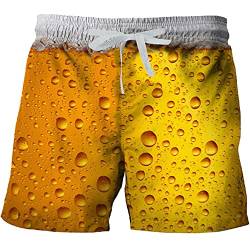 Herren Badehose Lustig Bier 3D Bunt Badeshorts Sommer Swim Trunks Strand Shorts Hawaii Surf Schwimmhose Sporthose Kurz Atmungsaktiv Schwimmshorts Wassersport Urlaub Tauchshorts (Yellow, L) von Generic