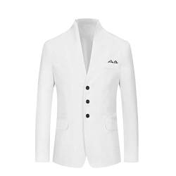 Herren Blazer Freizeit Regular Fit, Herrenmode Herbst Blazer Geschenk Outerwear Reverskragen Business-Anzug ,Sakko Herren Zwei KnöPfe Slim Fit Sportlich Anzugjacke, Modern Sakko FüR (Z003-White, XL) von Generic