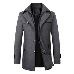 Herren Business Wollmantel Mode Kurzmantel Wintermantel mit Stehkragen Verdickung Kurze Jacke Herrenmantel Gesteppt Mantel Single Breasted Elegant Trenchcoat Jacke für Business Freizeit,Schwarz von Generic