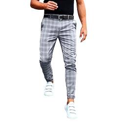 Herren Chino Hose Kariert Stoffhose Slim Fit Business Chinohose Straight Bein Schlank Beiläufige Hosen Stretch Streetwear Freizeithose von Generic