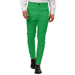 Herren Chino Hose Klassische Basic Slim Fit Business Hosen Einfarbig Konisch Zulaufende Hosen Voller Freizeithose Stoffhose Anzughose(Grün,3XL) von Generic