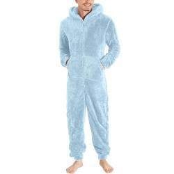 Herren Damen Jumpsuit Teddy Fleece Einteiler Overall Anzug Flauschig Schlafanzug Winter Warm Onesie Plüsch Kuschelig Overall Hausanzug Lang Schlafoverall Weich Pyjama Schlafanzug mit Kapuze von Generic