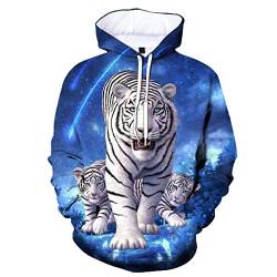 Herren Damen Paare 3D Druck Tiger Hoodies Casual Sweatshirt, Orange, S von Generic