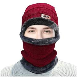 Herren Damen Winter Warm Beanie Mütze Loop Schal Set Thermo Wintermütze Strickmütze Schlauchschal Halswärmer mit Fleece Gefütterte Geschenk Männer Weihnachten von Generic