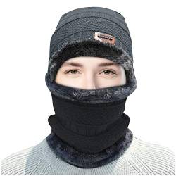 Herren Damen Winter Warm Beanie Mütze Loop Schal Set Thermo Wintermütze Strickmütze Schlauchschal Halswärmer mit Fleece Gefütterte Geschenk Männer Weihnachten von Generic