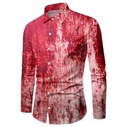 Herren Halloween Kostüm Lustig Blut Druck Hemd, Faschingkostüm Blutiges Zombie T-Shirt Oberteil für Halloween und Karneval, Horror, Blutige Hände Blutspritzer Kostüm von Generic