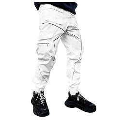 Herren Hosen Men's Lässige Weit Stretch Chino Cargo Pants Mit Seitentaschen Men's Militär Business Taktische Sweatpants White 3XL von Generic