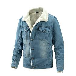 Herren Jeansjacke Übergangsjacke Trucker Jacket Jacke mit Fell Teddyfell Jeans Denim Jacket Freizeitjacke Vintage Retro Classic Street Style von Generic