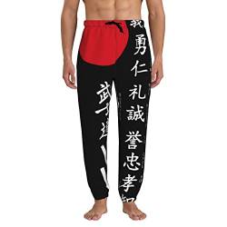 Herren Jogger Jogginghose Japanische Kanji Samurai Bushido Workout Laufen Baggy Hose Streetwear Hose, Schwarz , 36-41 von Generic