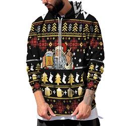 Herren Kapuzenpullover Weihnachten Hoodie Herbst Winter Locker Sweatshirt Sweater Urban Weihnachtspullover Weihnachtsdruck Freizeit Party Style Pullover von Generic