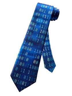 Herren-Krawatte, Binär-Computercode, Sprache, IT-Programmierer, 1 0er-Jahre, Blau, Mehrere Farben, Einheitsgröße von Generic