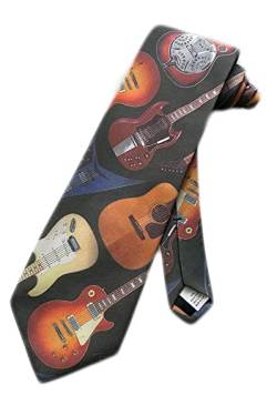 Herren-Krawatte für elektrische und akustische Gitarre, Schwarz, Schwarz, Einheitsgröße von Generic