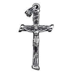 Herren Kreuz Jesus Anhänger Retro Kreuz Jesus S925 Sterling Silber Anhänger Halskette, Silber, Anhänger + Kette 60 cm von Generic