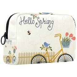 Herren Kulturbeutel, Reise Kulturbeutel, Dopp Kit für Männer, Reise Badezimmer Tasche Herren Rasierset, Reise Kit Kleine Taschen für Männer,Hallo Frühlings Karikatur Fahrrad Blume von Generic