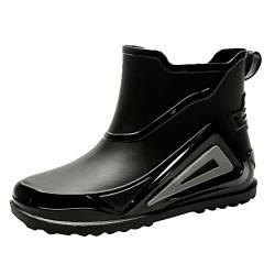 Herren Kurze Gummistiefel Wasserdicht Footwear Mode Outwear Angeln Schuhe Sicherheitsstiefel Dicke Sohle rutschfest Verschleißfeste Küche Gummischuhe Männer (Black, 39) von Generic