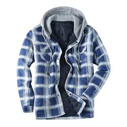 Herren Langarm Kariertes Bequemes Button-up Baumwollhemd Thermohemd Flanellhemd Winterjacke Gefüttert Fleecefutter schützendem Innenfutter Holzfällerhemd Arbeitshemd Outdoor von Generic