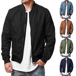 Herren Leichte Dünne Bomberjacke mit Ärmeltasche Blouson Jacke Übergangsjacke Stehkragen US Fliegerjacke mit Innentasche von Generic