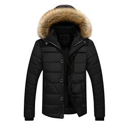 Herren Männer Winter Langarm-Kapuzenbluse mit Kapuzentasche verdickte Jacke Mantel Herren Knöpfe Herbst und Winter Warme Jacke für draußen Black L DE1 von Generic