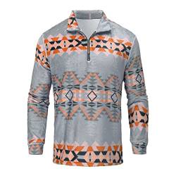 Herren-Mantel-Sweatshirt, warmer V-Ausschnitt, mit Reißverschluss, Retro-Muster, Stehkragen, verdickter Winterpullover Herren Sweater (Brown, L) von Generic