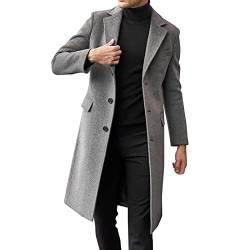 Herren Plus Size Wintermantel Reverskragen Langarm Gepolsterte Lederjacke Vintage Verdicken Mantel Schaffelljacke Herren 18 (Grey, XL) von Generic