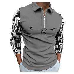 Herren Polo -hemdkreuzmuster 3D Bedruckte Pullover Farbe Passend Halb Vordere Reißverschluss von Generic
