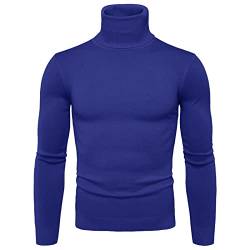 Herren Rollkragen Pullover Langarmshirt Feinstrick Sweater Rollkragen Freizeit Slim fit Basic Männer Pullover Warme Basic Feinstrick Rollkragenpullover (Blau1, M) von Generic