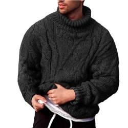 Herren Rollkragen Pullover Winter Strickpullover Herren Langarmshirt Grobstrick Sweater Regular fit Sweatshirt Vintage Basic Pulli Schwarz L von Generic