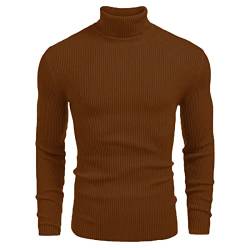 Herren Rollkragenpullover Pullover Warm Tops Casual Slim Fit Langarm T-Shirt, braun, XS von Generic
