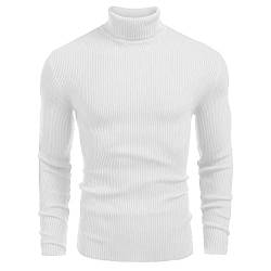Herren Rollkragenpullover Pullover Warm Tops Casual Slim Fit Langarm T-Shirt, weiß, Small von Generic