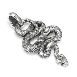 Herren-S925-Sterlingsilber-Schlangenanhänger, Vintage-Mode-Schlangenanhänger-Halskette, Silber, Anhänger + Kette 50 cm von Generic