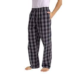 Herren Schlafanzughose Baumwolle Pyjamahose Lange Karierte Schlafhose Nachtwäsche Pyjamaunterteil Homewear Sleephose Loungehose Freizeithose Loungewear für Männer von Generic
