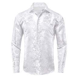Herren Seidenhemden Paisley Floral Langarm Freizeithemd Jacquard Business Party Shirts, Cy-1604, L von Generic