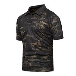 Herren Sommer Casual Polo Shirt Military Camouflage Kurz Tactical Shirt Oversize, Cpbk, XXXXX-Large von Generic