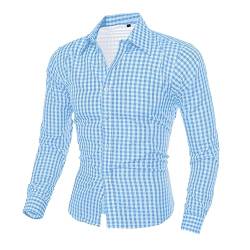 Herren Trachtenhemd Slim fit Kariertes Hemd Freizeithemd Langarmhemd Bügelleicht Bauwolle Herrenhemden für Oktoberfest von Generic