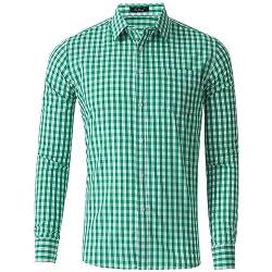 Herren Trachtenhemd Slim fit Kariertes Hemd Freizeithemd Langarmhemd Bügelleicht Bauwolle Herrenhemden für Oktoberfest von Generic