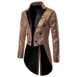 Herren Tuxedo-Kleid Bankett Disco Pailletten Fashion Design Mantel Herren Hosenhalter, gold, L von Generic