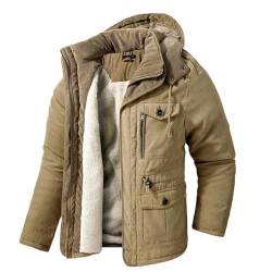 Herren-Winter-Windbreaker-Parka Mit Kapuze – Dicker Schneemantel Mit Kaschmir-Innenseite – Mit Baumwolle Gefütterte Jacke von Generic