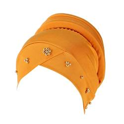 Herren modischer Hut Große, elastische, einfarbige, bequeme, flache Damenmütze, einfarbig, mit Nagelperle, Schwammkappe (Yellow, One Size) von Generic