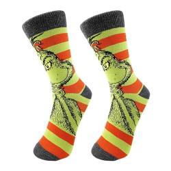 Herren und Damen Grinch Baumwolle Socken Packung Weihnachtssöckchen, Grinch Baumwolle Socken, Bunte Gemusterte Weihnachtssocken für Herren und Damen von Generic