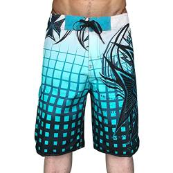 Herrenmode Freizeit und Fitness Sport Plus Size Five Surf Schnelltrocknende Strandhose Shorts Badehose Herren Badeshorts (Blue, XXL) von Generic