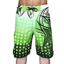 Herrenmode Freizeit und Fitness Sport Plus Size Five Surf Schnelltrocknende Strandhose Shorts Badehose Herren Badeshorts (Green, XXL) von Generic
