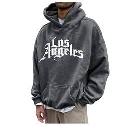 Hoodie Herren,Pullover Herren LOS Angeles Langarm Hoodie mit Kapuze Tasche Oversize Kapuzenpullover Casual Sport Fitness Herbst Winter Sweatshirt Kapuzenjacke Kapuzenpulli Pulli Sweatjacke von Generic