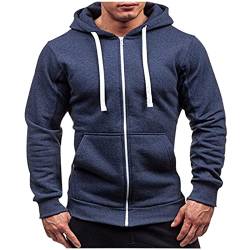 Hoodie Herren,Pullover Herren Zip up Langarm Hoodie mit Kapuze Kapuzenpullover mit Reißverschluss Sweatjacke Kordelzug Casual Sport Herbst Winter Sweatshirt Kapuzenjacke Kapuzenpulli Jacke von Generic