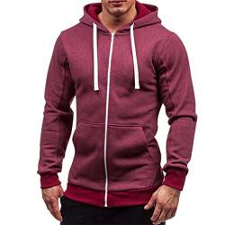 Hoodie Herren,Pullover Herren Zip up Langarm Hoodie mit Kapuze Kapuzenpullover mit Reißverschluss Sweatjacke Kordelzug Casual Sport Herbst Winter Sweatshirt Kapuzenjacke Kapuzenpulli Jacke von Generic