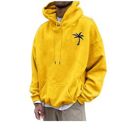 Hoodie Herren Oversize Langarm Pullover Paare Unisex Kapuzenpullover mit Tasche Casual Sport Baggy Pulli mit Kapuze Herbst Winter Sweatshirt für Männer Hip Hop Hoodie Streetwear (C-Yellow,L) von Generic