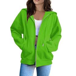 Hoody Damen Strickjacke,Damen Laufjacke Sportjacke Trainingsjacke Langarm Fitness Yoga Jacke Leicht Atmungsaktive Full Zip Sweatjacke mit Taschen Daumenloch,Vintage Hoodie,Grün,M von Generic