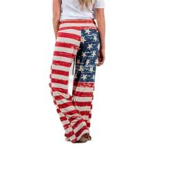 Hose Damen Abnehmen Set Schnürthong amerikanische Flagge Frauen Leggings mit Breiten Beinen Kurze Hose Damen Mit Taschen (Multicolor, M) von Generic