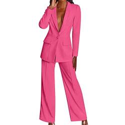 Hosenanzug Damen Elegant Business Hosenanzüge 2 Teiler Abendrobe Outfit Set Langarm Anzugjacke und Anzughosen Zweiteilig Büro Slimfit Formal Blazer Modern Festlicher Suit, L von Generic